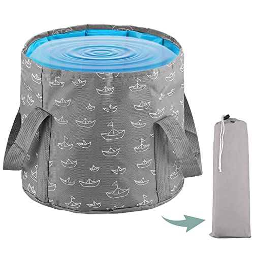 COLFULINE 25L Bain de Pieds Pliable Portable Seau Pliable pour Tremper Les Pieds Seau Pliable Multifonctionnel extérieur Bassin d'eau Pliable Portable Voyage pour Camping Randonné Pêche(Gris) Cover