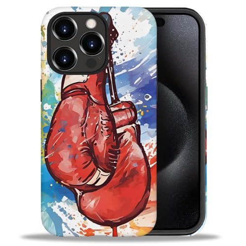 yicomon Compatible with iPhone 15 Pro Max Case, Colorful Boxing Sport Pattern Print Matte Phone Case Durable Fashion Funny Liquid Silicone Case Soft Anti-Scratch Shockproof Protective Cover