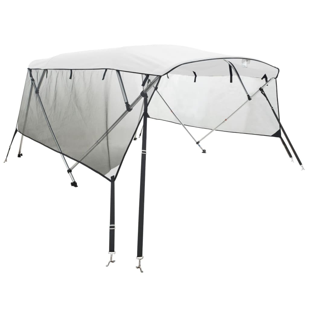 vidaXL Bimini di Prua Pareti Laterali Rete 4 Archi 243x(170-182)x137cm, bimini per imbarcazione, tendalino per barca, copertura per imbarcazione