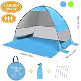 SLB Pop Up Beach Tent, Sun Shelter Shade Easy Up Portable Anti UV Cabana Beach Umbrella for Outdoor 3 or 4 Person