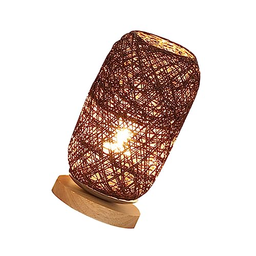 GRIRIW Lampe De Bureau En Rotin Led Rechargeable Sans Fil Lampe De Chevet Décorative Moderne