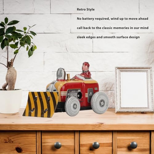 Vintage Kleines Pushdozer-Aufziehspielzeug, Eisen, Nostalgische Requisite, Aufziehbares Pushdozer-Spielzeug, Kompakt, Dekorativ für Zuhause