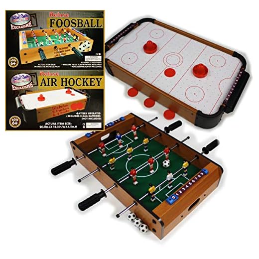 Matty's Toy Stop Deluxe 20" Wooden Table Top Air Hockey (Extra Pucks) & Foosball (Soccer) (Extra Balls) Games Gift Set Bundle - 2 Pack