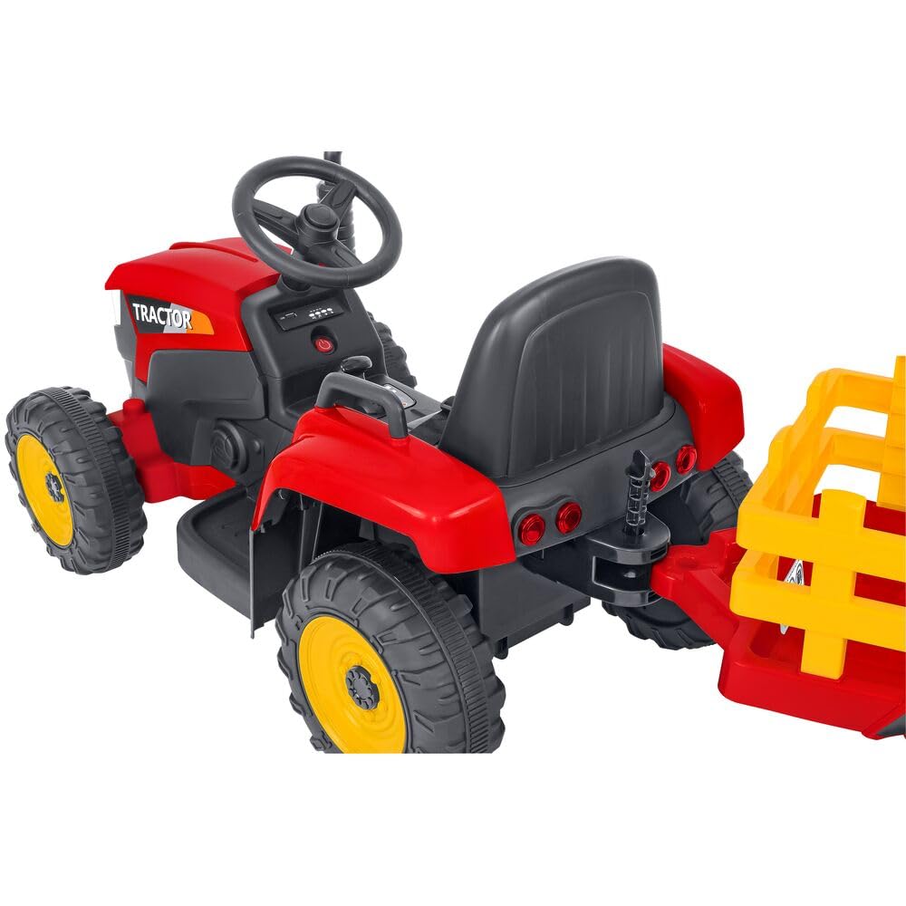 Tractor eléctrico Rojo R/C 12 V 2,4 GHz con reasa