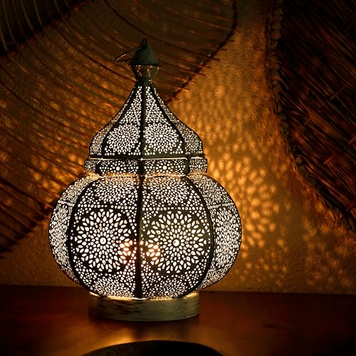 Casa Moro Oriental Metal Lantern, Alima White Gold, 30cm, Moroccan, Wedding Lantern