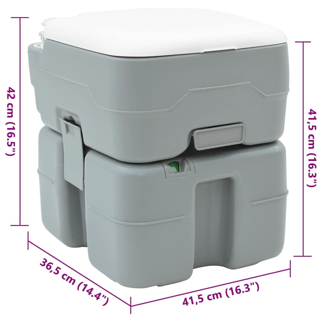 Graue Camping-Toilette aus hochdichtem Polyethylen, 41,5 x 36,5 x 42 cm, tragbar für Outdoor Camping wandern Trekking, Zelt und Reise, leicht zu reinigen für Ausflug und biwak
