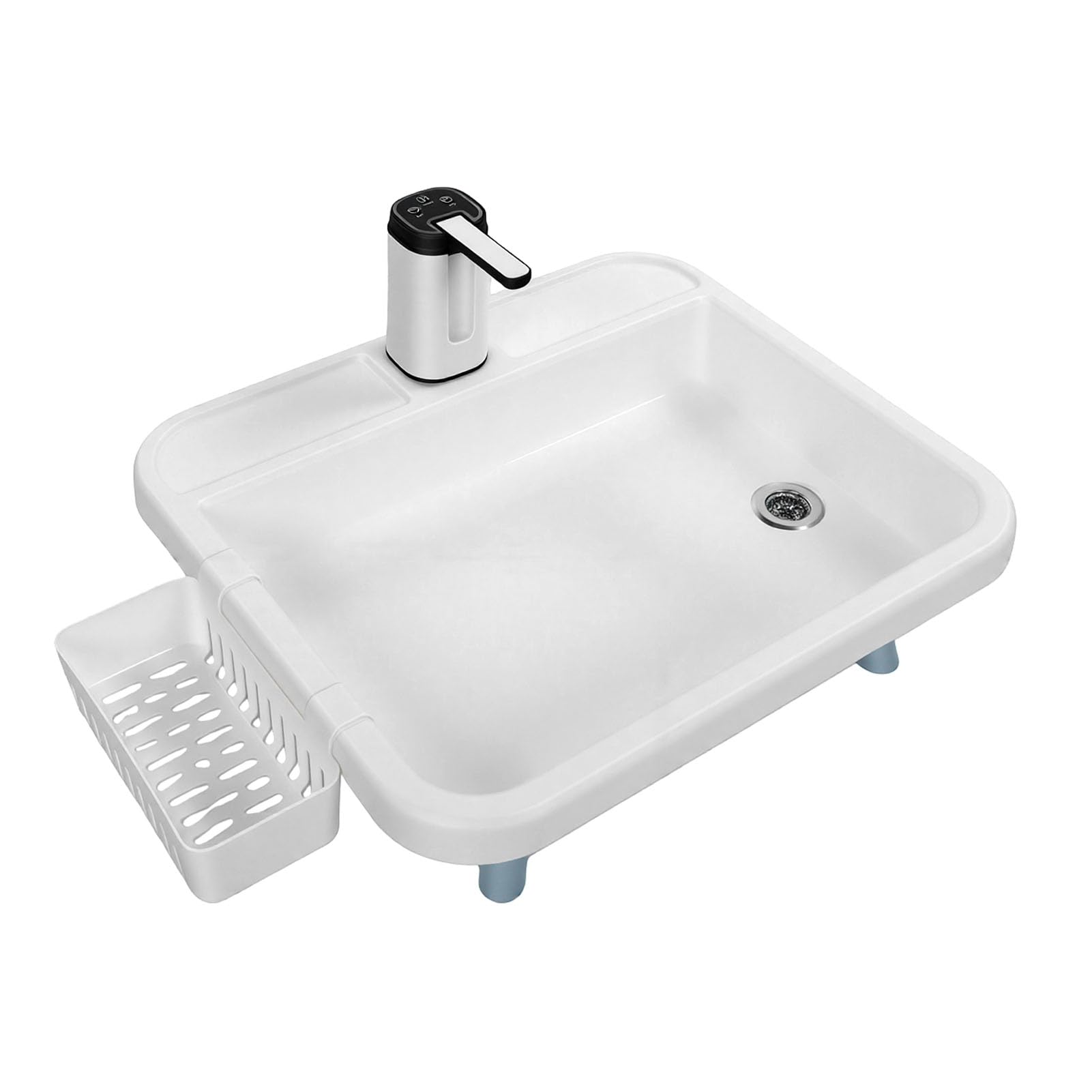 Hamwesh Portable Camping Sink, Outdoor Hand Washing Station with Electric Pump Detachable Stand Lightweight Plastic Drain Hose Basin Kit Easy Setup for Emergency Off Grid Living