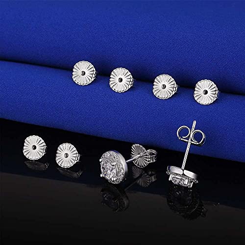 4 Pairs Large Earring Backs,925 Sterling Silver Earring Backs For Studs,8Mm Adjustable Hypoallergenic Earring Backs Locking Fit 0.028-0.039Inch Post(White) #TOP2
