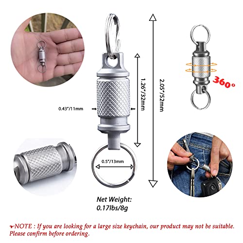 Quick Release Keychain Set With Titanium Carabiner And Keyrings – Advanced Titanium Swivel Clip – Lightweight And Durable Design With 360-Degree Rotation – Heavy-Duty Quick Disconnect Keyring (2Pcs) #TOP3