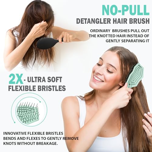 Fiora Naturals HB-G001 Hair Detangling Brush -100% Bio-Friendly Detangler Hair Brush W/Ultra-Soft Bristles- Glide Through Tangles thumb #1