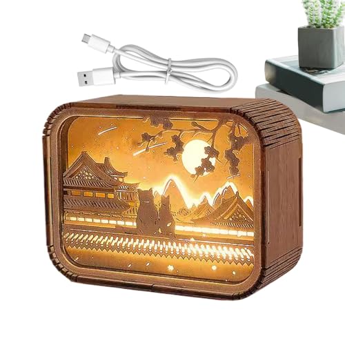 Veilleuses de sculpture sur bois avec puzzles en bois pour décoration de chambre