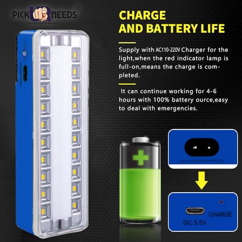 Image of Pick Ur Needs Rechargeable Home Emergency Tube +10 SMD LED Floor Lantern Lamp Light (Dark Blue)