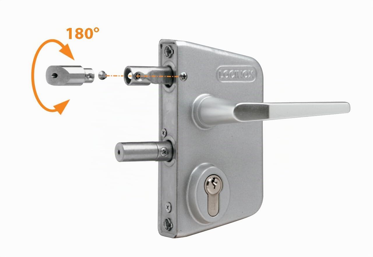 Locinox Serrure Sécurité LAKQ3030 U2, Argent pour 30 À 50mm Rahmenprofile - Gartentorschloss, Flügeltorschloss, Château de Boîte Avec Cylindre Pour Dévisser, Gartentürschloss