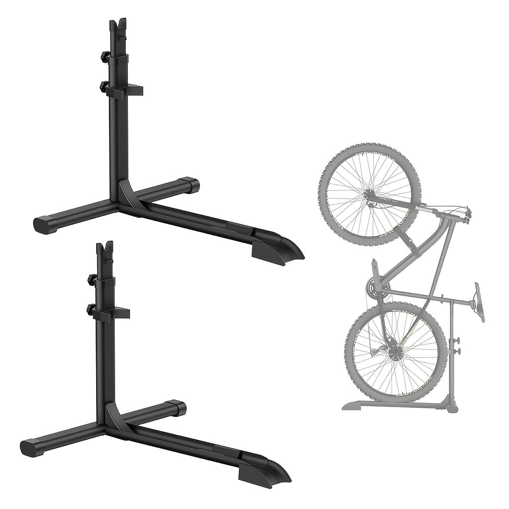 Mimoke Supporto verticale per biciclette - Supporto da terra in piedi per la conservazione di biciclette in interni - Garage e appartamenti (due pezzi)