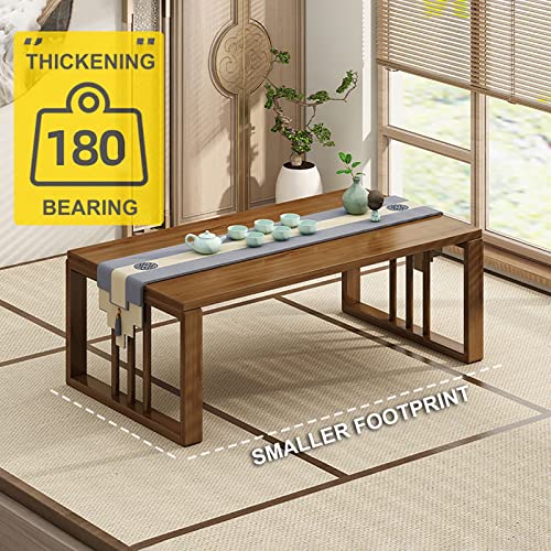Table d'ordinateur portable tatami marron avec support de rangement inférieur - 3