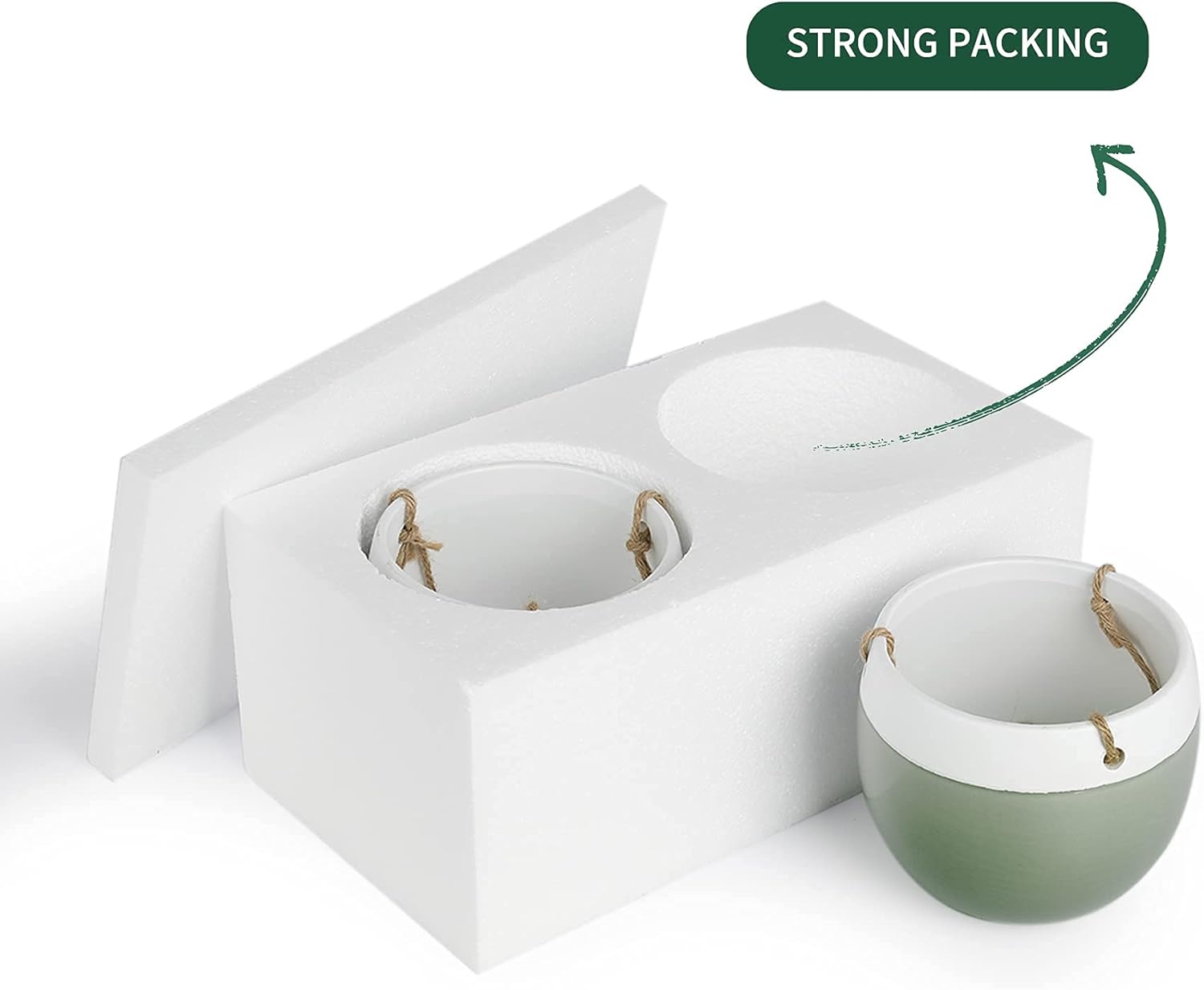 Ceramic Hanging Planters Plant Pots - POTEY 056802 5.3 Inch Indoor Hanging Pots Round Plant Holder Home Decor with Jute Rope for Succulents Herbs Ivy Ferns Crawling Plants Small Plants(Set of 2) : Patio, Lawn & Garden