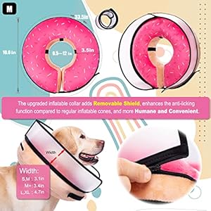 Inflatable Dog Cone Collar with Enhanced Anti-Licking, Soft Neck Donut for Dogs Cats, Recovery Pet Cone Collar After Surgery for Large Medium Small Dogs… (Donut Pink, Medium)