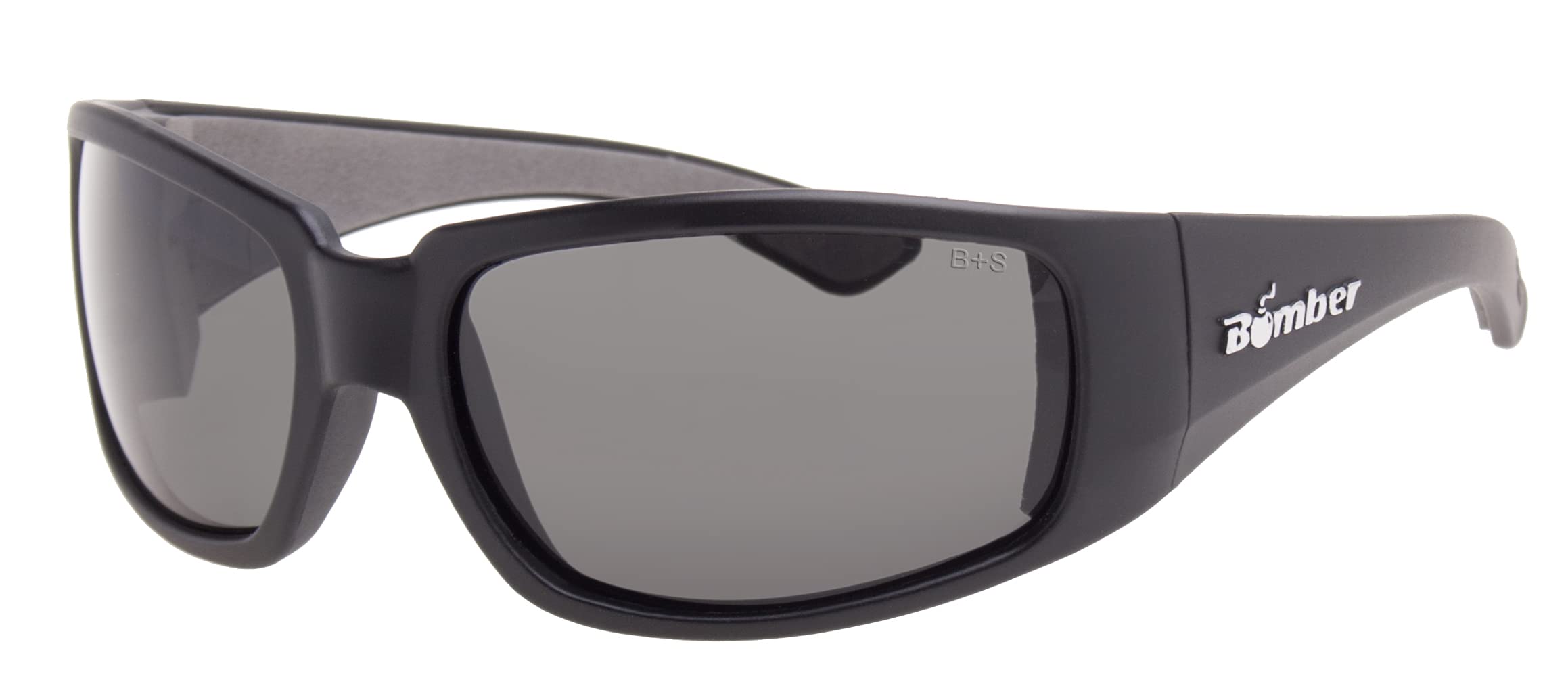 BOMBER Safety Sunglasses for Men, Smoke Lens, UV Protection, Adult Fitment, Non-Slip Foam Lining - ST103