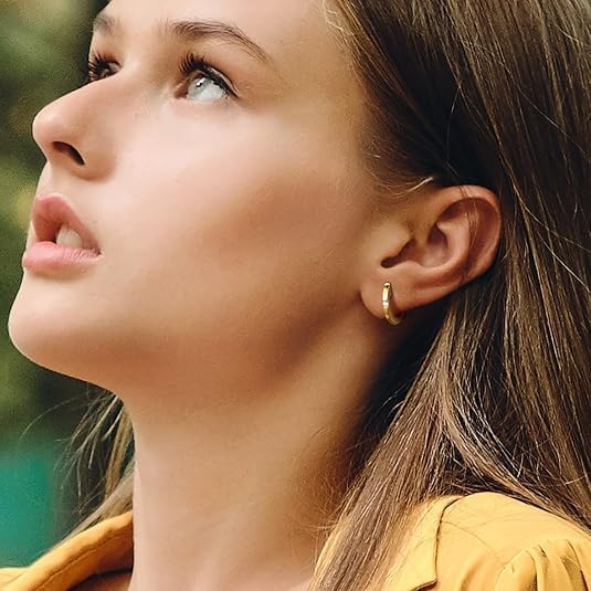 Hoop Earrings 14K Gold Hoop Earrings for Women Cubic Zirconia Huggie Hoops Earring Ultimate Charm Gold Earring 12.7mm