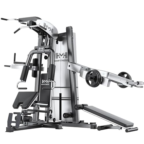 Multifunction Home Gym System, Smith Machine with 3 Station, 176 lb Weight Stack, Machine for LAT Pull Down, Chest Presses , Commercial Grade