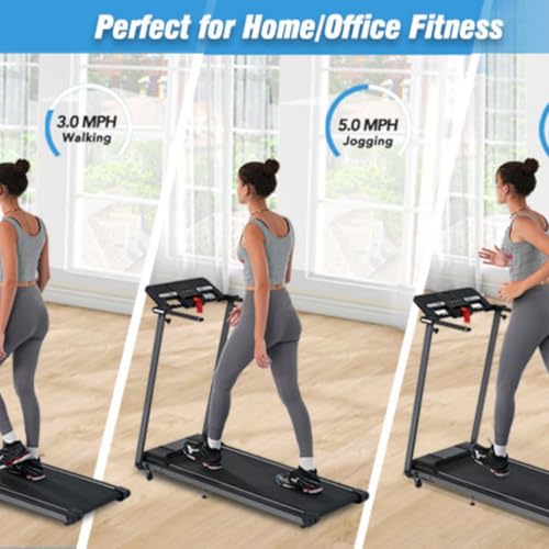 Image of New Folding Pad Treadmill for Home Office -2.5HP with Incline 0.5-7.5MPH 265LBS Capacity for Walking Running