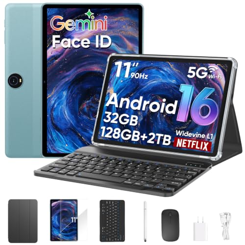 Image of HNVHNV Android 16 Tablet 11 inch Tablets with Keyboard, 34GB+128GB+2TB Expand, 2.2 GHz Octa-Core, 90Hz IPS Display, Gemini AI, 8000mAh, WiFi 6, GPS, 2-in-1 Tablet with Case, Mouse, Stylus (Blue)