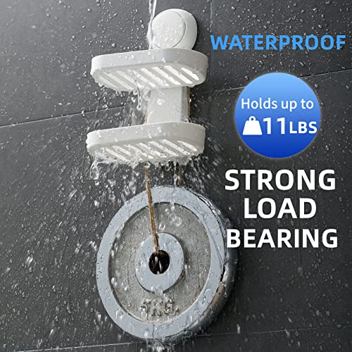 Velmade Shower Soap Holder Suction Cup Soap Dish For Shower Wall Double Layer Heavy Duty Bar Soap Holder, Self Draining Soap Saver For Bathroom Kitchen Waterproof Soap Tray No Drilling Removable White #TOP5