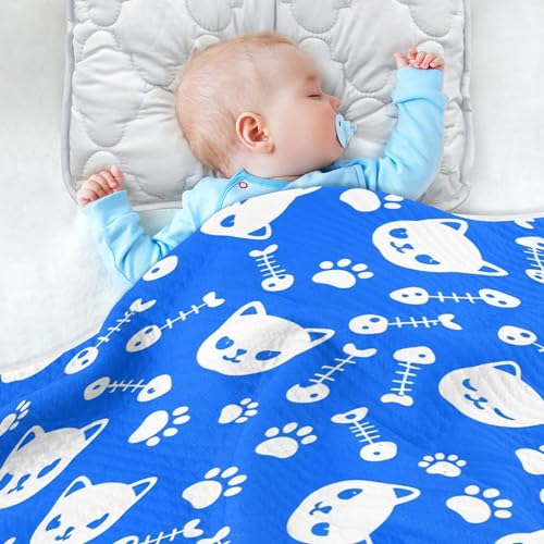 Burbuja Cat on Blue Baby Blanket for Boys Girls, Nursery Soft Warm Swaddling Receiving Baby Blankets, 30x40 in Toddler Blanket4