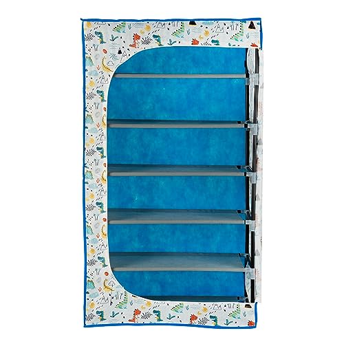 Image of BONTEC Baby Wardrobe for Clothes - almirah - Rack fot Storage Multipurpose Plastic almirah Printed Cover 6 Shelves Storage Clothes Storage Rack Quick Cabinet /Multipurpose (Baby Dinosaur)