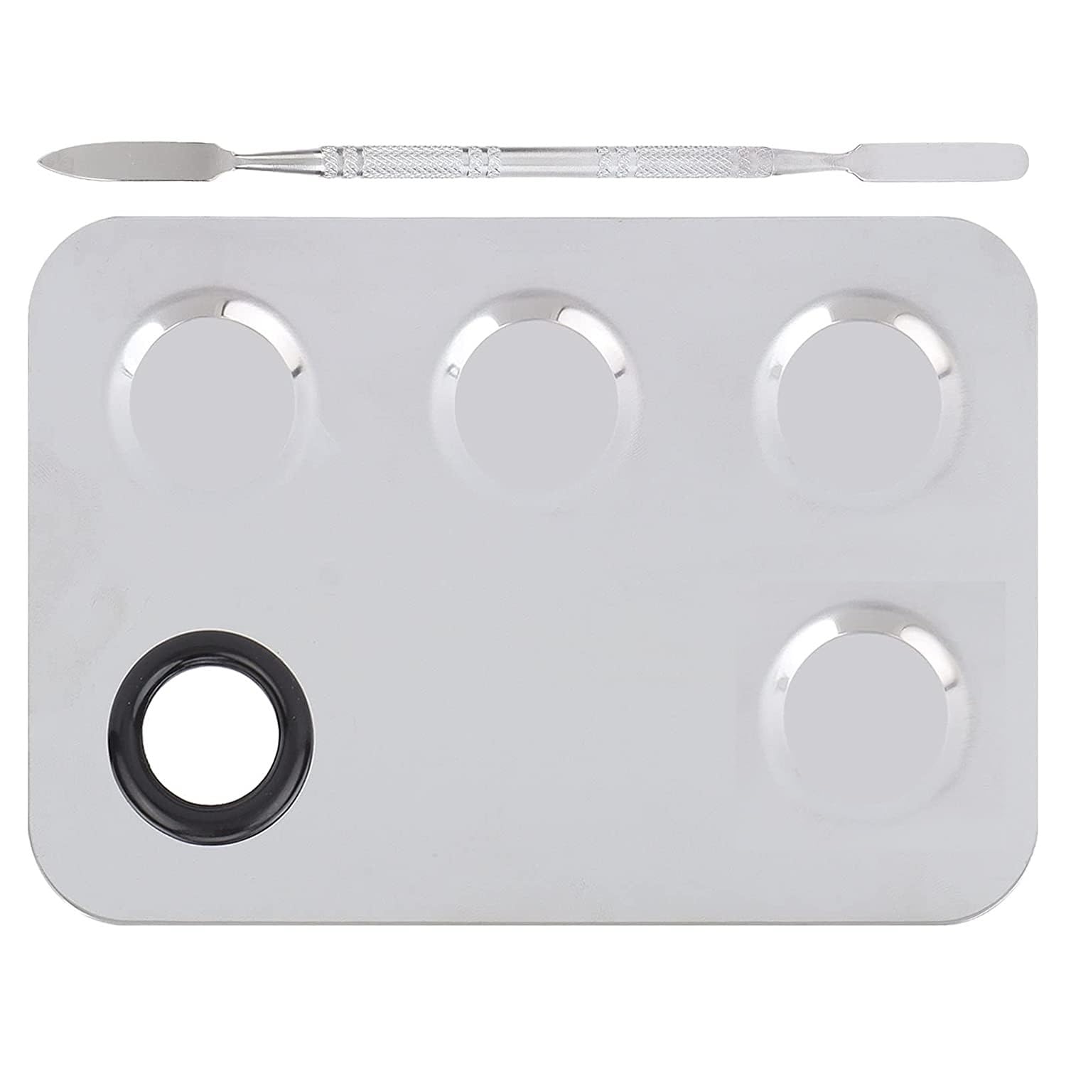 Elecsera Mixing Palette Stainless Steel Finger Ring Plate for Makeup ()-image-31