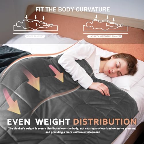 L'AGRATY Weighted Blanket - 48"x72" 15lbs Soft Breathable Heavy Blanket Minky Material with Glass Beads for Adult All-Season Summer Fall Winter Soft Thick Comfort