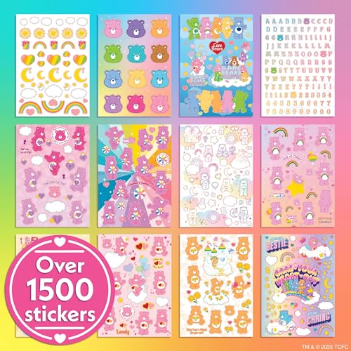 Care Bears Sticker Book, 1500 Cute Stickers for Scrapbooks, Planners, Features Letter Stickers, Planner Stickers, Laptop Stickers, Water Bottle Stickers for Kids Teens, School Supplies For Kids