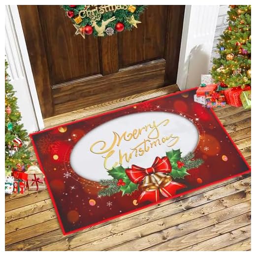 TSLBW Navidad Antideslizante Felpudo Alfombras de Decoración de Navidad Felpudo de Navidad de Entrada Alfombra Absorbente de Navidad para el Salón el Baño la Cocin el Pasillo 45 x 70 cm
