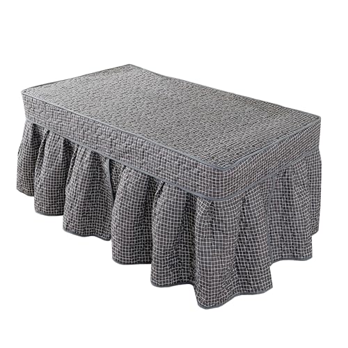 Thermikoa Falda Mesa Camilla Rectangular Invierno 70x120x68 cm, Enaguas Mesa Rectangular Suave y Cálida para el Invierno, Ropa para Mesa Camilla Tejido Doble (Gris Oscuro)