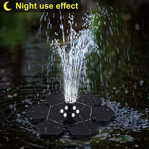 ACEWD Zonne-energie waterpomp, zonne-energie fontein pomp met LED-verlichting 2,4/3W hogere efficiëntie zonne-fontein waterpomp kit drijvende fontein pomp voor vogelbad tuin vijvers decoratie - Image 4