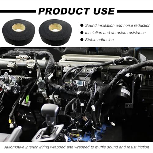 Image of DXNQ 2 PCS Wire Harness Cloth Tape, 19mmx15m Velvet Wear-Resistant Protective Electric Tape, Strong Adhesive Cloth Tape for Vehicle Electrical Engine Noise Dampening Insulation