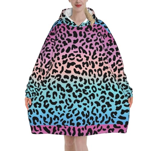 Sweat à capuche flanelle de qualité supérieure style couverture léopard violet élégant