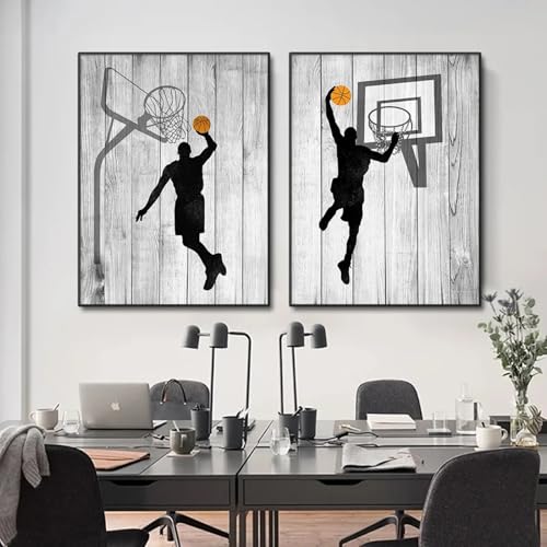 Art mural sport impression sur toile abstraite basket-ball géante pour chambre