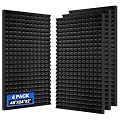 Focusound 4 Pack Pyramid Acoustic Foam Panels, 48''X24''X2'' Sound Proof Foam Panels for Walls, High Density Noise Cancelling Soundproofing Panels for Studio Office (Black)