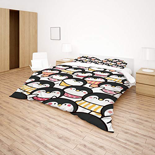 Parure de lit pingouin King : housse de couette polyester 3 pièces - 5
