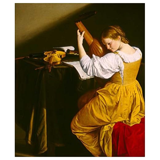 Art Print : Orazio Gentileschi, The Lute Player, c.1616, Historic Wall Décor : 11in x 14in