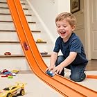 Flex Tracks 15 Ft Starter Set Flexible Race Track for Kids, Race Car Ramp Track Compatible with Hot Wheels and Diecast 1/64th Cars,Portable Rolls Up Race Tracks with Strong Suction Cups