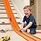 Flex Tracks 15 Ft Starter Set Flexible Race Track for Kids, Race Car Ramp Track Compatible with Hot Wheels and Diecast 1/64th Cars,Portable Rolls Up Race Tracks with Strong Suction Cups