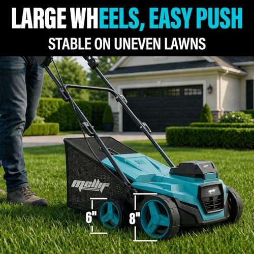 Image of Cordless Lawn Dethatcher Compatible with Makita 18v Battery(Tool Only), 36V Dual Battery Powered Brushless 2-in-1 Scarifier, 15'' Wide, 12-Gal Collection Bag, Air Boost Technology, 5 Adjustable Depths