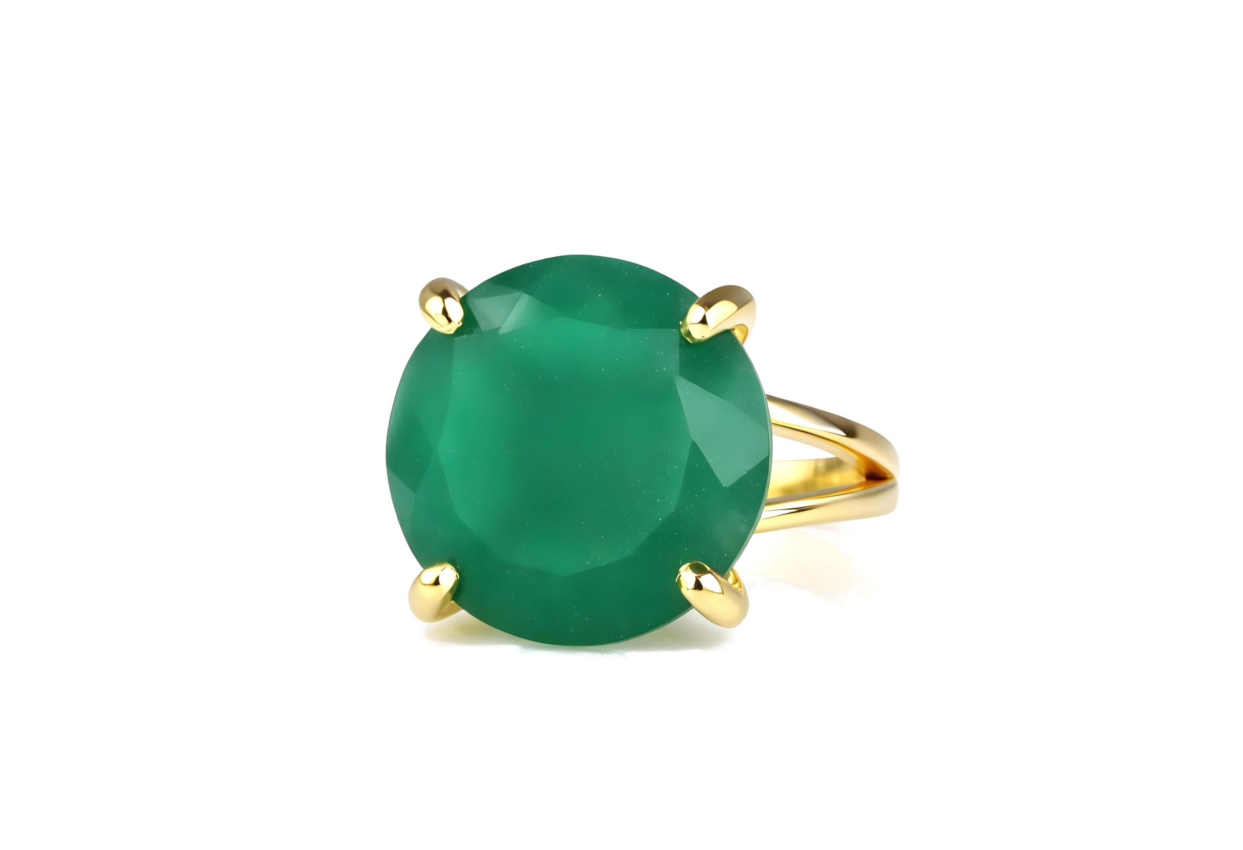 Anillos Personalizados de Piedras Preciosas para Mujer - Onix Verde en Plata de Ley 925 Banda Doble - Anillos Personalizados Hechos a Mano - Caja de Joyas Gratis y Grabado Personalizado Disponible