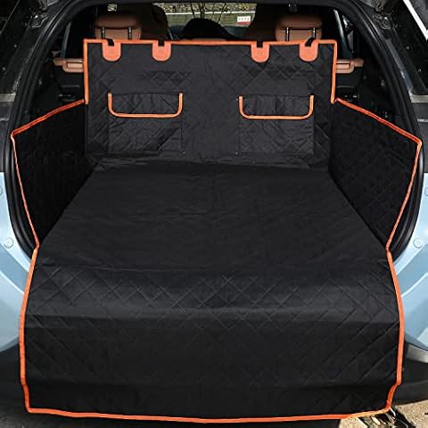 NESTROAD SUV Cargo Liner for Dogs, Waterproof Dog Trunk Cargo Cover Mat for Backseat,Nonslip Dog Seat Cover with Side Walls Protector and Bumper Flap for SUVs and Trucks,Universal Size,40"×72",Black Cover