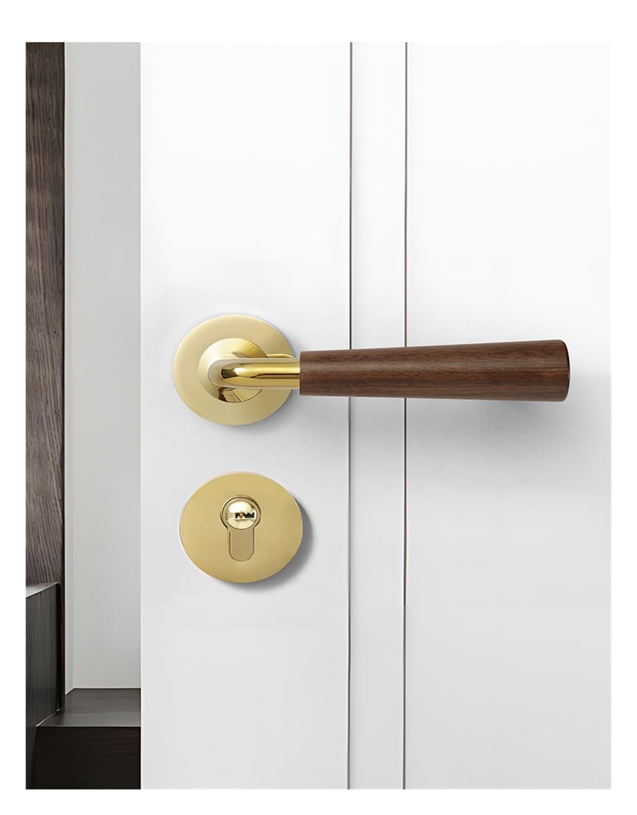 Serrure de porte en bois de chambre style rondin nature