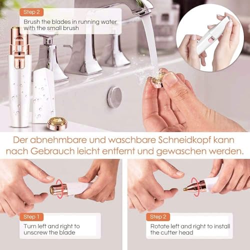 Image of Facial Hair Removal Machine for Women - 2 in 1 Trimmer & Eyebrow Trimmer Pen, Upper Lip Hair Rem over for Women & Epilator - USB Rechargeable, Painless (White)