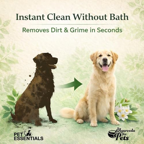 Image of Dry Shampoo for Dogs with Cedarwood & Jasmine (140ml) | Quick Clean, No Water Needed | Removes Dirt & Grime | 100% Natural & Ayurvedic | Cruelty-Free | for All Dog Breeds