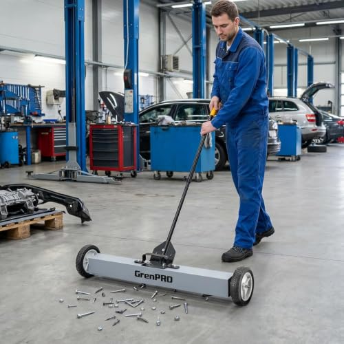 Image of GRENPRO 36 Inch Rolling Magnetic Sweeper with Pickup Tool